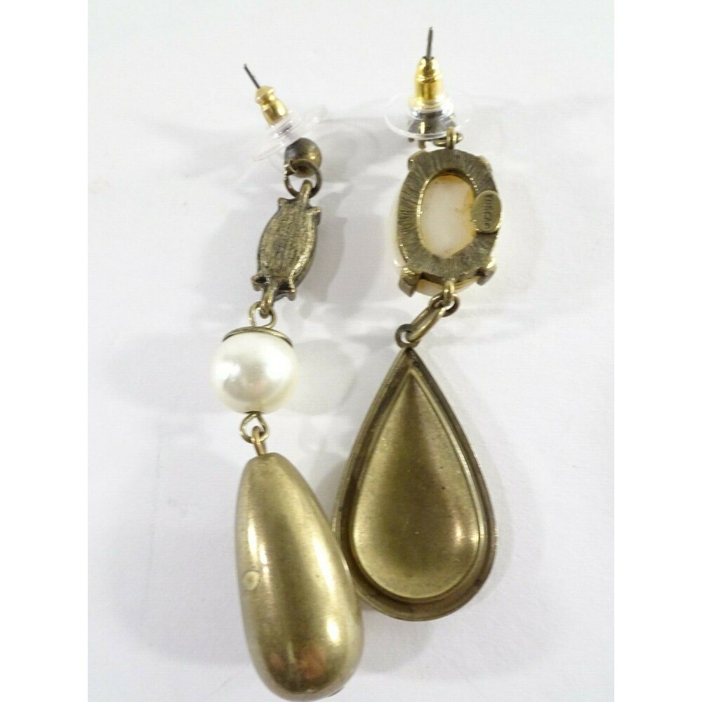 Gerard Yosca Gold Swarovski Crystal Pearl Drop Earrings NWOT 175 VINTAGE - Picture 5 of 6